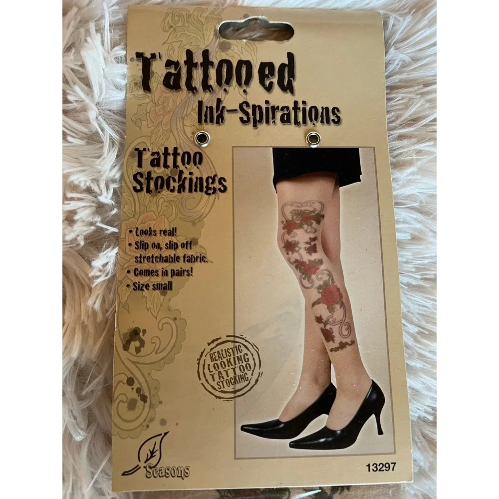 Seasons Tattoo Stockings Small Nude Red Rose Floral Ink-Spiration Temporary Tats